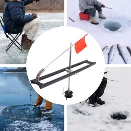 Tools Ice Fishing Tip up Rail Style Foldable with Orange Flag Rail TipUp Compact Ice Rod Gadget Flag Tackle Accessory Kit Durable