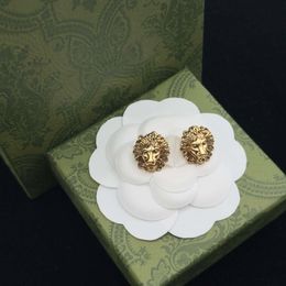 14 karat gold. Classic Lion head, Stud earrings, Fashion, personality, designer earrings, men, women, can be worn, hot styles, high recognition, will not fade, gifts