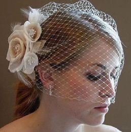 New Short Flower Wedding Veil With Comb Bridal Birdcage Veil Blusher Veil Wedding Accessories Voile Marriage Cheap9352494