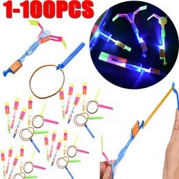 1-100PCS LED Light Flying Toy Mini Helicopter Flying Toy Outdoor Night Game Stress Relief Toy for Kids Random Colour 240129