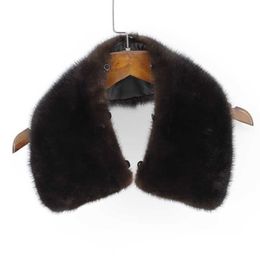 Shzq 100% Genuine Real Mink Fur Collar Men Winter Coat Scarf Accessory Women Jacket Fur Collar Black Coffee Chinese Retail Whole H251k