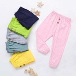 Trousers 100 Cotton Children039s Spring Autumn Boys And Girls Button Casual Pyjamas AntiMosquito Pants Baby Lantern WTP614113360