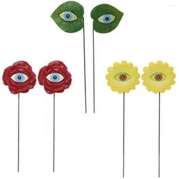 Garden Decorations 6pcs Plant Decoration Lawn Eye Flower Stake Decor Leaf For Yard Outdoor