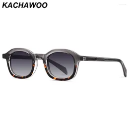 Sunglasses Kachawoo Polygon Polarised Tr90 Frame Acetate Square Retro Sun Glasses For Men Women Outdoor Shades Grey Leopard
