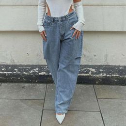 Women's Jeans Flared Women Fashion Slim Stretch High Waist Fringe Ladies Denim Ripped Hole Cargo Pants For Daily Dating