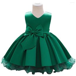 Girl Dresses Toddler Kids First Birthday Dress For Baby Stain Clothes Child Infant Green Princess Flower Party Costume