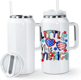 64 oz Sublimation Blank Tumbler with Handle Big Capacity Reusable Insulated Travel Mugs Stainless Steel Vacuum Insulated Mug