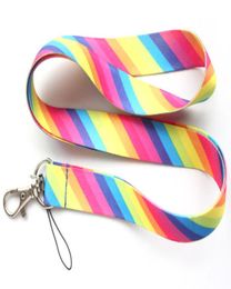 whole 20pcs cartoon Colour stripe pattern phone lanyard fashion keys rope neck rope card rope 1652260927