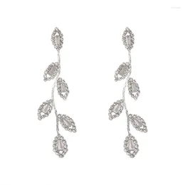 Dangle Earrings Long Chain Leaves For Women Exquisite Tiny Zirconia Earring Elegant Korean Crystal Wedding Pendant Bijoux Femme 2024