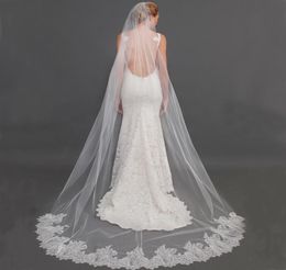 2016 New Arrival Beautiful Bridal Veils from Eifflebride with Embellished Lace Applique Edge About 25 Metre Long Wedding Veils1613619