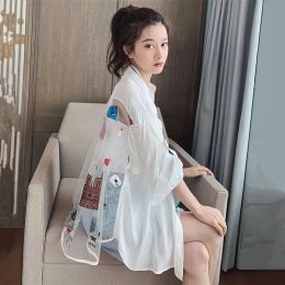 Jackets Design Sense Sunscreen Clothing Female Summer 2023 New Korean Students Loose Mesh Stitching Shirt Thin Sweet Transparent Coat