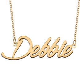 Debbie Name Necklace Pendant for Women Girls Birthday Gift Custom Nameplate Kids Best Friends Jewelry 18k Gold Plated Stainless Steel