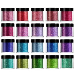 20Box/Set Shiny Nail Glitter Powder Irridescent Sparkly Pigment Dust for DIY Nail Art Decorations Manicure Accessories Supplies 240220