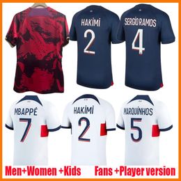 23 24 25 camisas de futebol MBAPPE Maillot de futebol 2023 2024 HAKIMI VERRATTI VITINHA ZAIRE-EMERY LEE KANG IN DANILO pSGS jersey homens crianças conjuntos maillot foot enfants meias