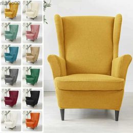 Chair Covers Solid Colour Sloping King Back Chair Covers Elastic Polar Fleece Wing Chairs Cover with Seat Cushion Cover Furniture Protector