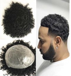 Skin Human Hair Men Toupee Full Pu Toupee for Men Hairpieces Replacement Systems Indian Remy Hair 8x10 7x9 Black Curly Wave Men Wi2599116