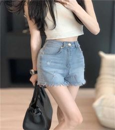 Jeans Jeans Shorts Embroidered Letter Tassel Denim skirt New Loose Hot With High Waist And Slim Bull-puncher skirt 240304