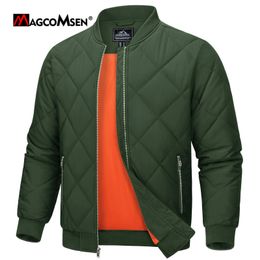 MAGCOMSEN Mens Casual Jackets Autumn Thicken Insulated Full Zipper Coats Windproof Jacket for Going Out 240304
