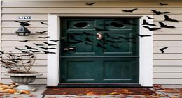 Creative Halloween Decor 12pcsset 3D Black Bat Decoration Wall Sticker Decal home door wreath spooky look3848622