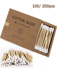 100200pcs Double Head Cotton Swab Bamboo Cotton Swabs Wood Sticks Disposable Buds for Nose Ears Cleaning Tools1153442