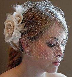 New Short Flower Wedding Veil With Comb Bridal Birdcage Veil Blusher Veil Wedding Accessories Voile Marriage Cheap7425229