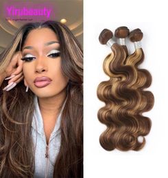 Yirubeauty Brazilian Human Hair Extensions 3 Bundles P427 Colour Straight Body Wave 4 27 Double Wefts 830inch Remy Piano Colors2940768