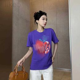 Women's T-shirt Designer Brand 2024 Early Spring New G-home Color Contrast Design Apple Print Slim Fit Fashion Cotton Short Sleeved t shirt for Women O9AX