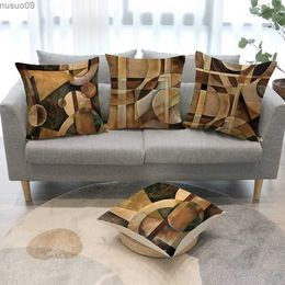 Chair Covers Sepia geometric pattern printed linen pillowcase sofa cushion cover home decoration can be Customised for you 40x40 50x50 60x60