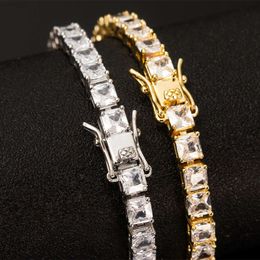 Goldleaf Jewellery Hip Hop 925 Sterling Silver 5mm Square Vvs Moissanites Diamond Tennis Bracelet Custom Moissanite Tennis Chain