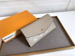 M61182 Empreint leather SARAH WALLET women embossed envelope hasp long wallets card holder flower clutch purses with box