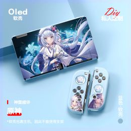 Cases Genshin Girl Protective Carrying Case For Nintendo Switch/Oled/Lite Decorative Antifall Antislid TPU Cover Customised Pattern