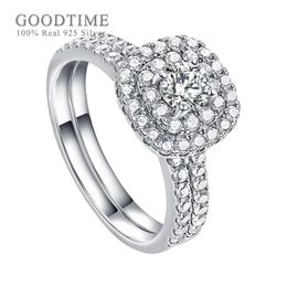 Fashion Pure 925 Sterling Silver Ring Set Zircon Engagement Wedding Band Bride Jewellery Woman Gift For Valentines Day 240220