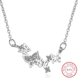 Pendants Charming Dazzling Micro CZ Zirconia Butterfly Necklaces For Women Gift 925 Sterling Silver Necklace Chain Choker S-N360