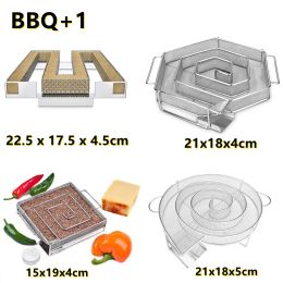 Meshes Cold Smoke Generator BBQ Accessories Steel Barbecue Grill Cooking Tool Smoker Salmon Bacon Fish Mini Apple Wood Chip Smoking Box