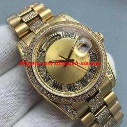 Luxury Watch 8 Style Midsize 18K Yellow Gold Quickset Full Pave Diamonds Dial 36mm Automatic Fashion Men's Watches Wristwatch224f