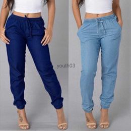 Calça jeans feminina cintura cintura jeans azul calça jeans 240304