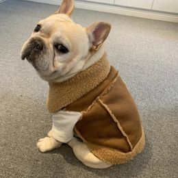 French Bulldog Clothes Winter Frenchie Dog Coat Jacket Pug Clothing Schnauzer Outfit Suede Cashmere Pet Vest Costume Apparel 240228