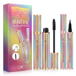 4D Fiber Lash Mascara Liquid Eyeliner Pencil kit Black Waterproof Makeup QIC starry sky Mascara Volume thick eyelash Long Lasting Eye LL