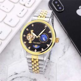 12% OFF watch Watch Luxury leather band tourbillon automatic mechanical men drop shipping day date mens gifts for father