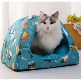 Mats Warm Pet Cat Bed Small Mediumdogs Kittens House Pet Basket Cushion Cat Sleeping Pillow Mat Tent Puppy Nest Cave Cats Beds