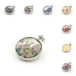 Pendant Necklaces Mixed Stones Chips Round Device With Glueing Double Glass Boards Approx 50 35 12mm