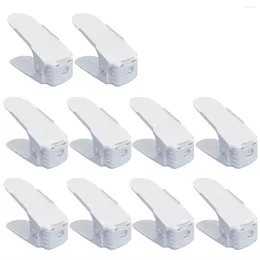 Storage Bottles 10PCS Double Layer Space Saving Shoe Rack Holder Non-Slip Shoes Organiser Idea White