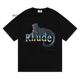 Rhude Shirt Designers Mens Rhude Embroidery Shirts for Summer Mens Tops Letter Polos Shirt Womens Tshirt Clothing Short Sleeved Large Plus Size 100% Cotton Tees 3783