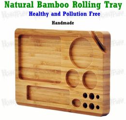 Smoking Tobacco Bamboo Rolling Tray 228 x 158 MM Stash Board Holds Cigarettes Blunts Herb Grinder Metal Pipe9513527