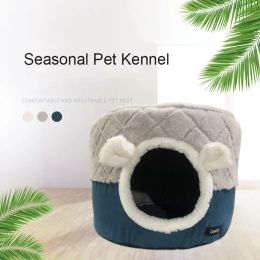 Mats Pet Cat Plush Cosy Bed's dog Kennel Puppy Little Hiding Houses Hut Nest Covered January for Small Kitten Cushion Mat Products