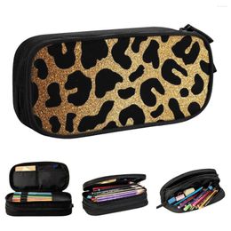 Glitter Leopard Pencil Cases Fun Tiger King Pen Box Bag Girl Boy Big Capacity Students School Zipper Pencilcases