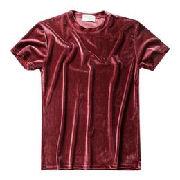 Mens t Shirts Velvet Short Sleeves Fashion Hip Hop Summer T-shirt Tops Slim Fit Simple Male Harajuku Streetwear Tees