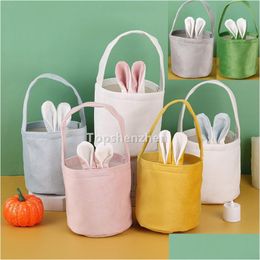 Other Festive Party Supplies Gifts Easter Bunny Basket Bag Egg Hunt Bags Handbag Rabbit Toys Candy Bucket Cloth Tote For Kids Deco Dhife