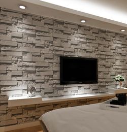 Stacked Brick 3D Stone Wallpaper Modern Wallcovering PVC Roll Wallpaper Brick Wall Background Wallpaper Grey For Living Room8052254