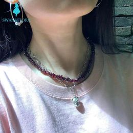 Pendants Natural Garnet Choker Necklace Gemstone Women High Quality Jewellery Design Handmade Irregular Wholesale